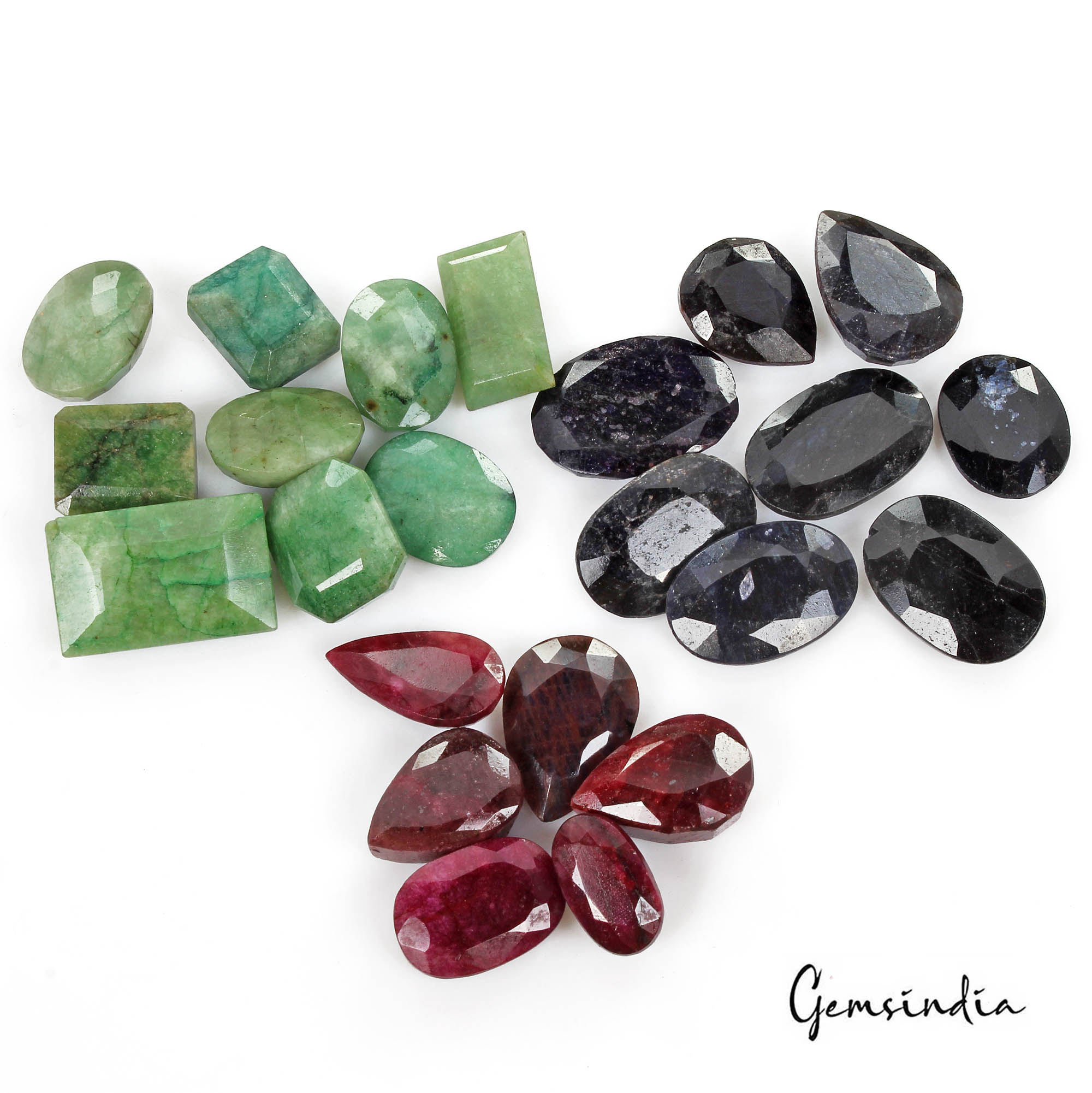 790 Ct/23 Pcs Natural Multi Color Emerald Ruby Sapphire Mixed Cut Loose Gems Lot