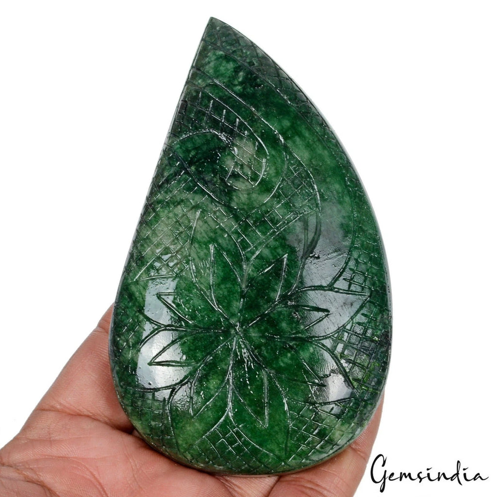 1170 Cts Natural Brazilian Green Emerald Leaf Shape Hand Carved Huge Loose Gem