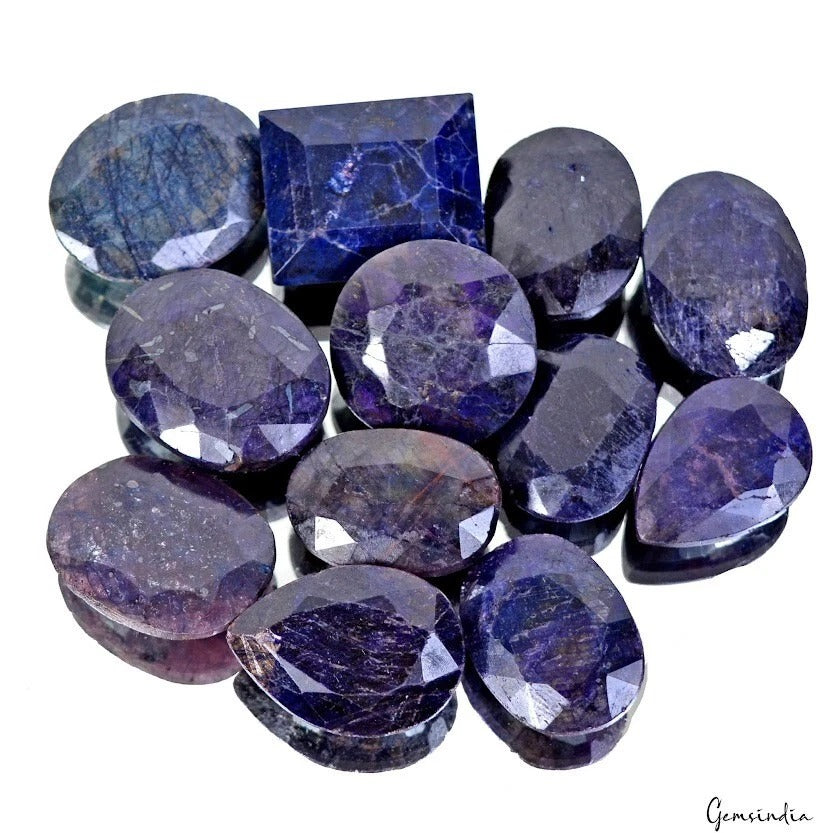 Blue Sapphire Lot, Loose Gemstone, Color Enhanced — 12 Pieces, 27mm to 32mm, 1030 Ct