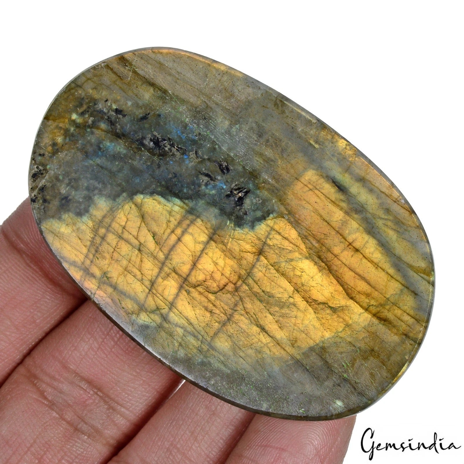 Certified 198.70Ct Natural Untreated Golden Color Shine Labradorite Oval Cab Gem