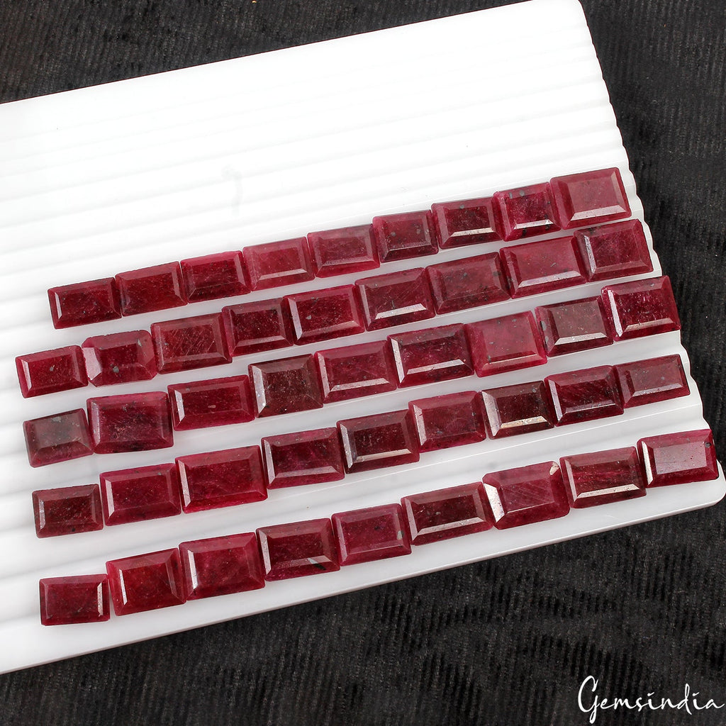 45 Pcs Natural Red Ruby Baguette Cut Loose 14mm-19mm Jewelry Gemstones~ 730 Cts