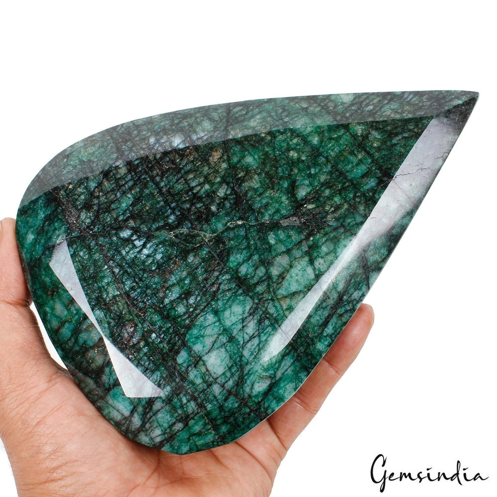 2Kg Natural Brazilian Bottle Green Emerald Pear Faceted Cut Museum Size7.25" Gem
