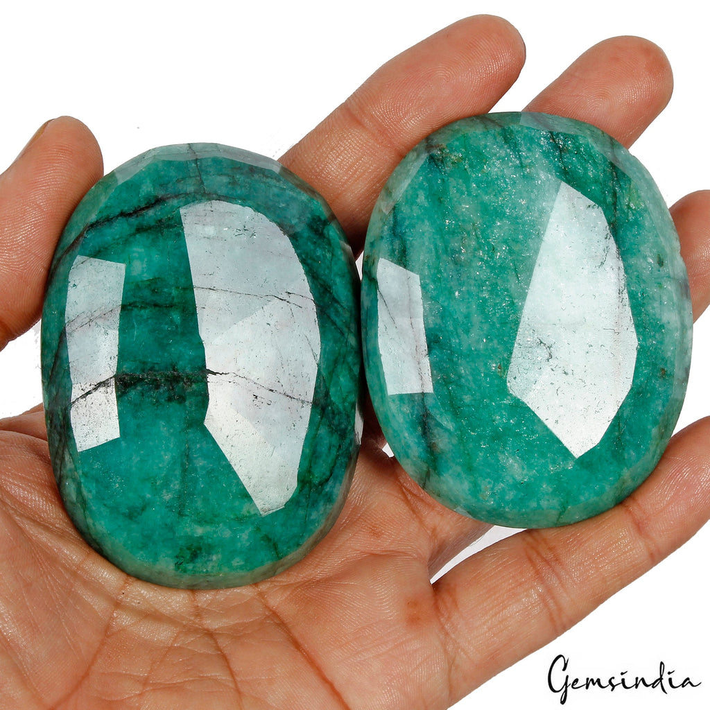 1100 Cts/2 Pcs Natural Brazilian Green Emerald Oval Cut Loose Wholesale Gems Lot