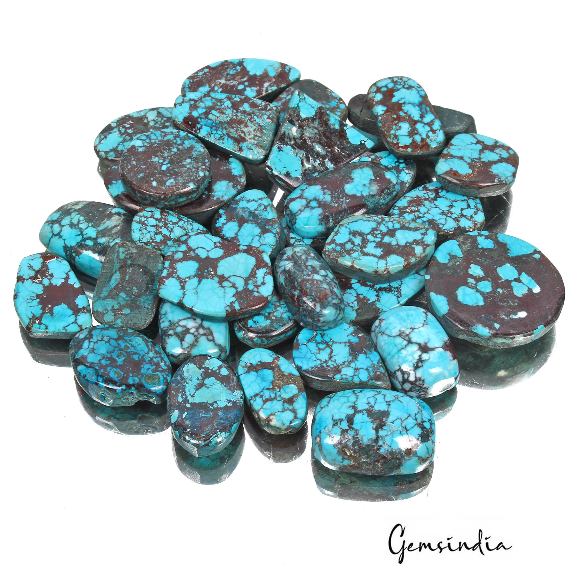 540 Ct/31 Pcs Natural Blue Green Spiderweb USA Turquoise Mix Cab Loose Gems Lot