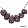 Certified 430 Ct/6 Pcs Natural Untreated Brown Sapphire Pear Cab Drill Briolette