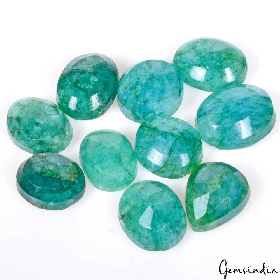 Emerald Lot, Loose Gemstone, Blue — 10 Pieces, 13mm to 15mm, 85.25 Ct, Brazil