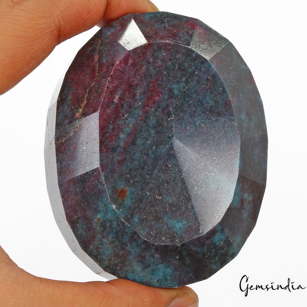 Huge 2440Ct Natural Untreated Bi-Color Ruby Kyanite Oval Faceted Museum Size Gem