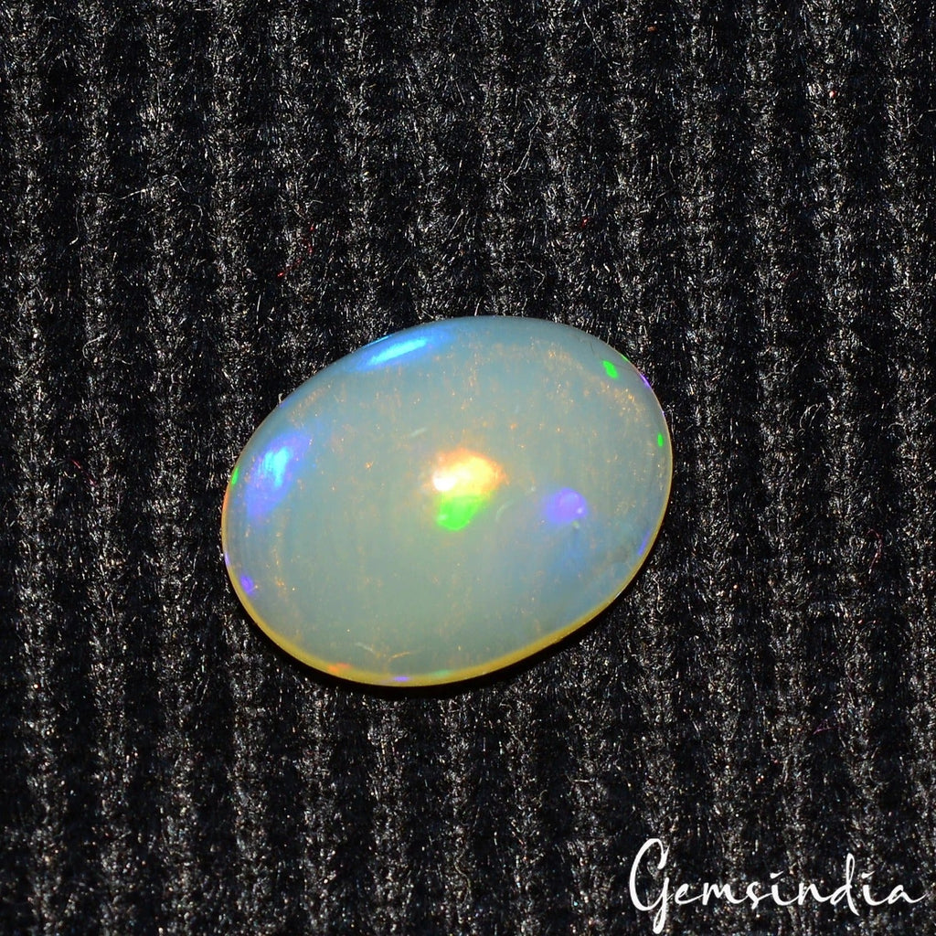 Certified 2.70 Cts Natural Milky white With Multi Shine Opal Oval Cab Loose Gem