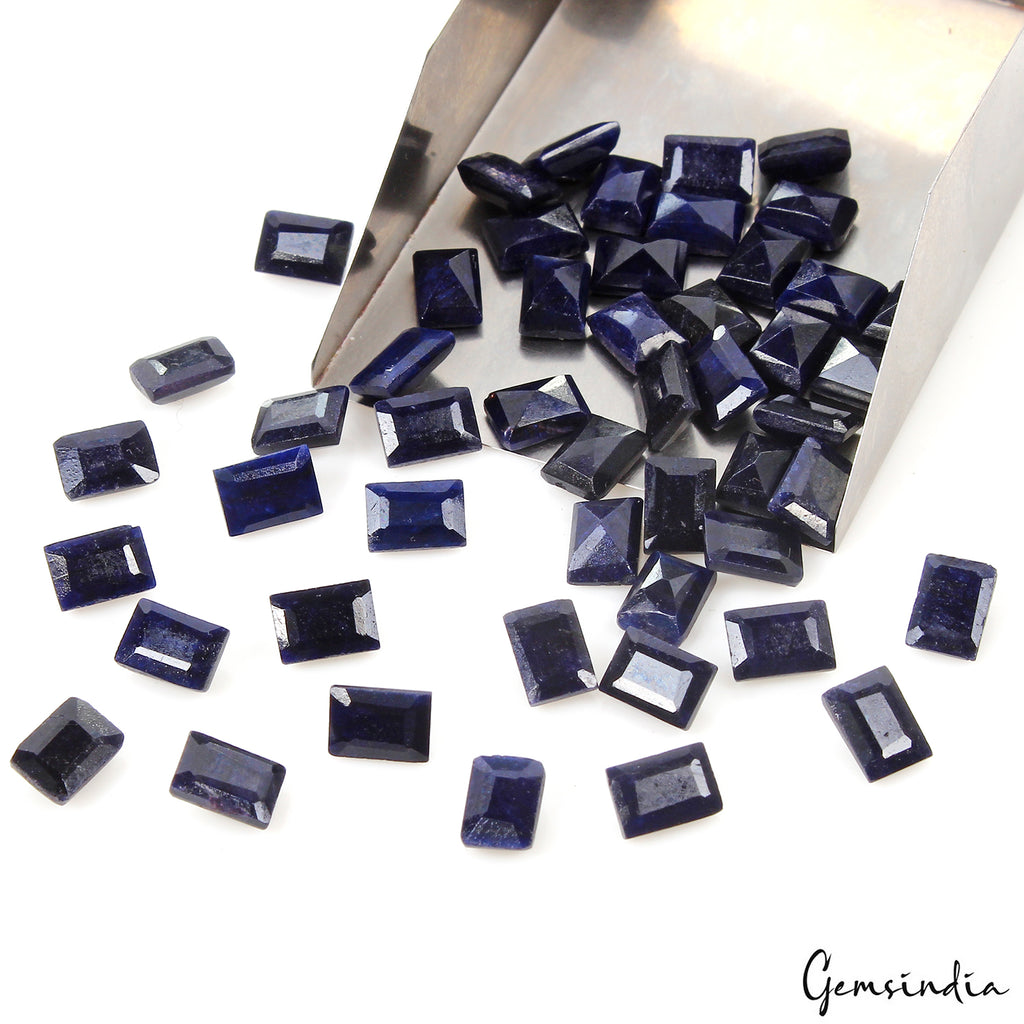 Blue Sapphire Lot, Loose Gemstone, Color Enhanced — 50 Pieces, 7x5mm, 73.00 Ct