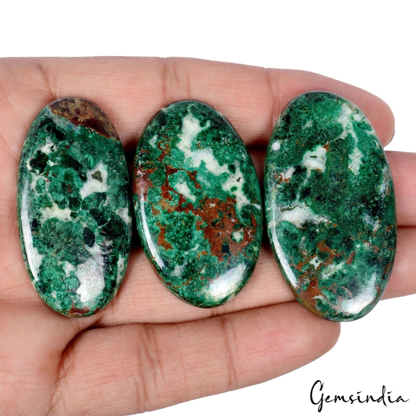 Natural Multicolor Chrysocolla Oval Cabochon 200.00 Ct Loose Gemstone Lot 3 Pc