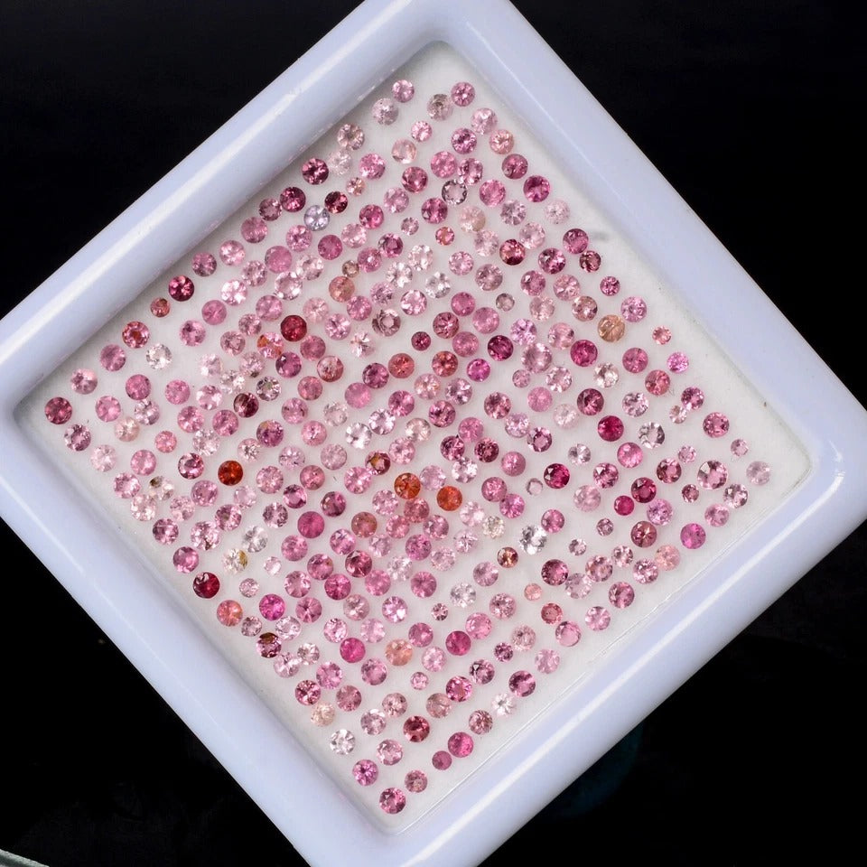 Certified 4.80 Cts/300 Pcs Natural Rubellite Tourmaline Round Setting Size Gem