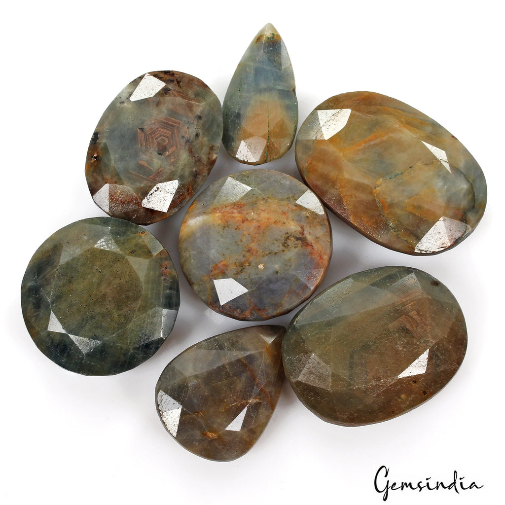 1340 Ct/7 Pcs Natural Untreated Brown Blue Sapphire Mix Cut Loose Wholesale Gems