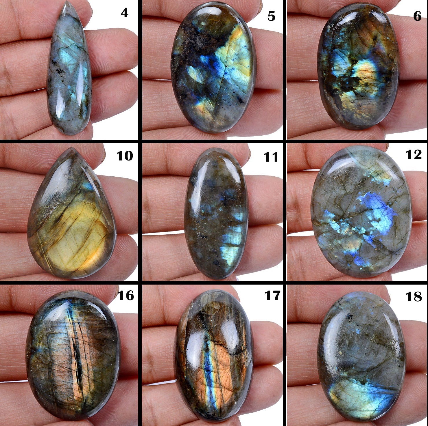 36 Pcs Natural Multi Flash Labradorite Mix Cabochon Loose Gemstones~ 2000 Ct Lot