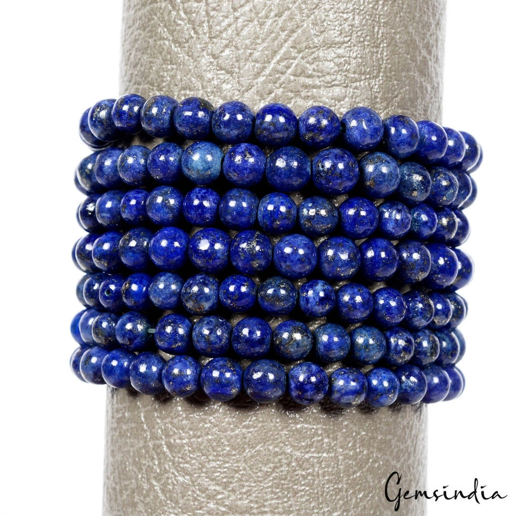 420 Ct/7 Pcs Natural Blue Lapis Lazuli Gems Beaded Stretchable Handmade Bracelet