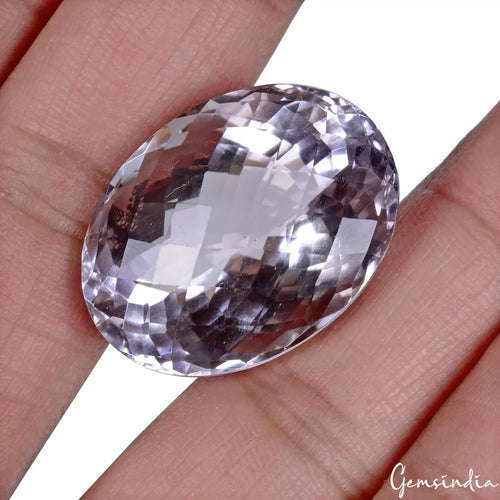 Amethyst Loose Gemstone, Oval Checker Cut, Untreated — 29x21x17 mm, 63.15 Ct
