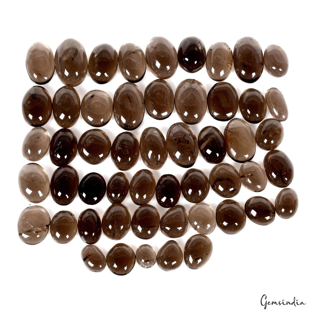 144Ct Natural Brown Smoky quartz 6-14mm Loose Oval Cabochon Polished Gemstones