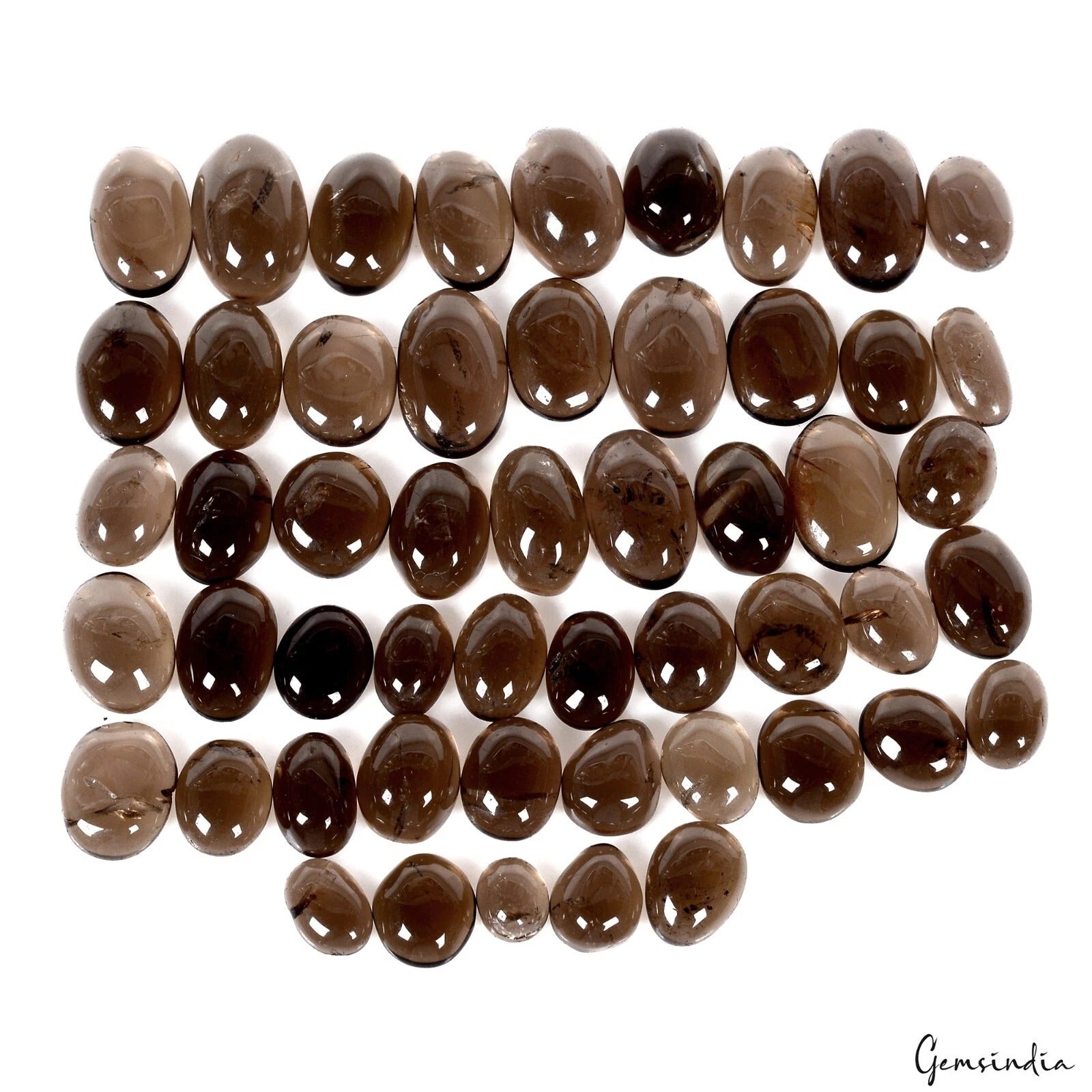 144Ct Natural Brown Smoky quartz 6-14mm Loose Oval Cabochon Polished Gemstones