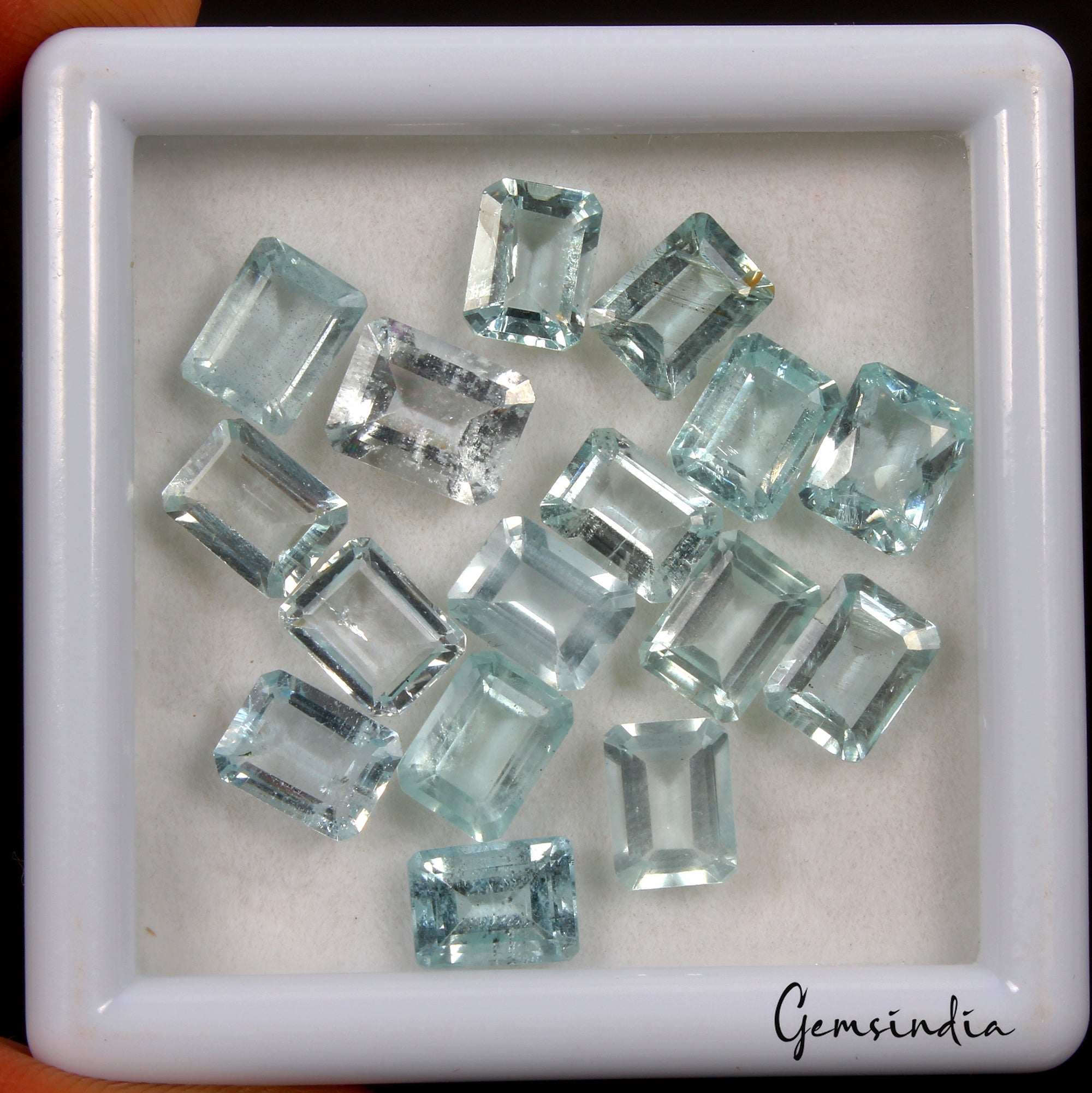 8x6mm Natural Aquamarine Octagon Cut Lot 16 Pcs 22.00 Cts Loose Certified Gems