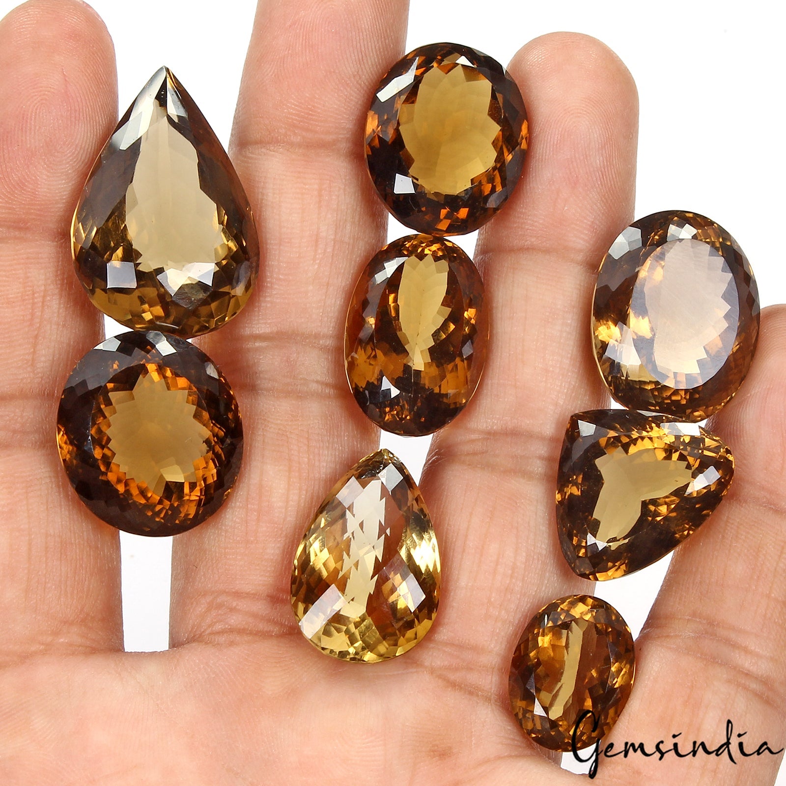 235.30 Ct High Quality Golden Honey Yellow Citrine Mix Cut Gemstones, Brazil~8 P