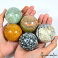 Multi-Gemstone Sphere, Untreated — 5 Pieces, 50mm to 53mm, 1.007 Kg (5035 Ct)