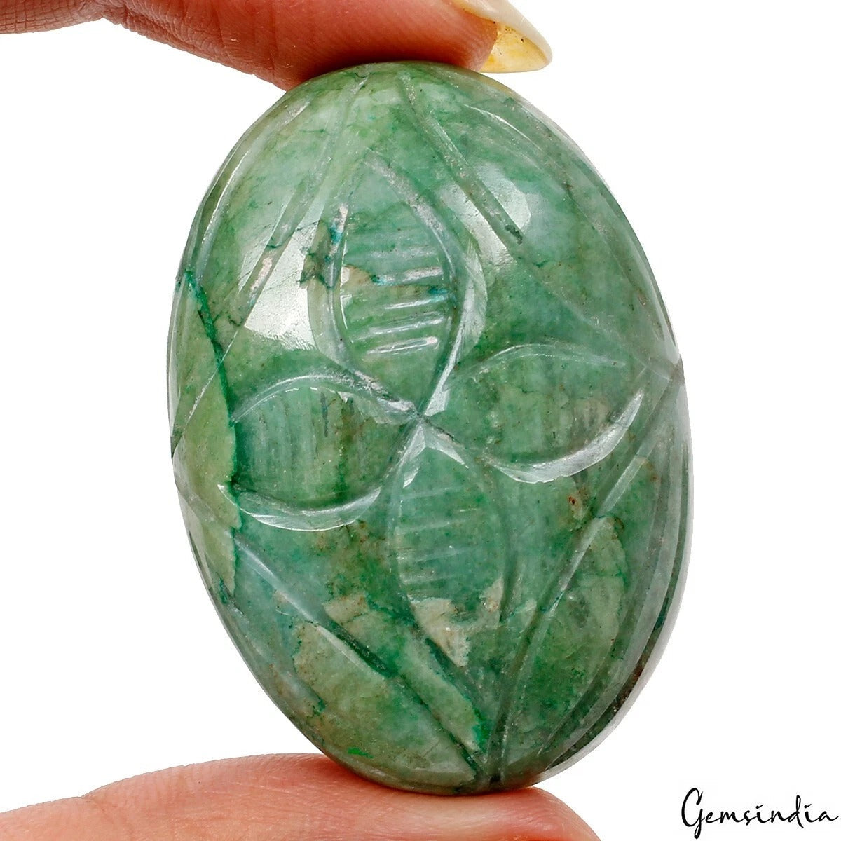 Natural Green Brazilian Emerald Oval Hand Carved Certified Loose Gems 150.00 Ct