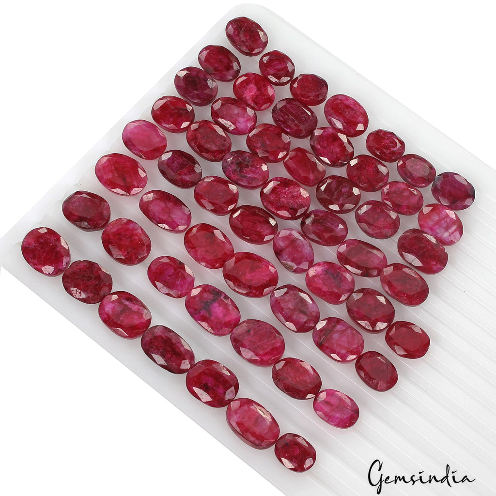 570 Ct Natural Red Pink Beryl Oval Faceted Loose Wholesale Gemstone Lot 58 Pcs