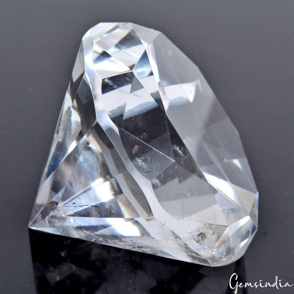 Certified 380 Cts Natural Untreated White Quartz Crystal Mineral Diamond Cut Gem