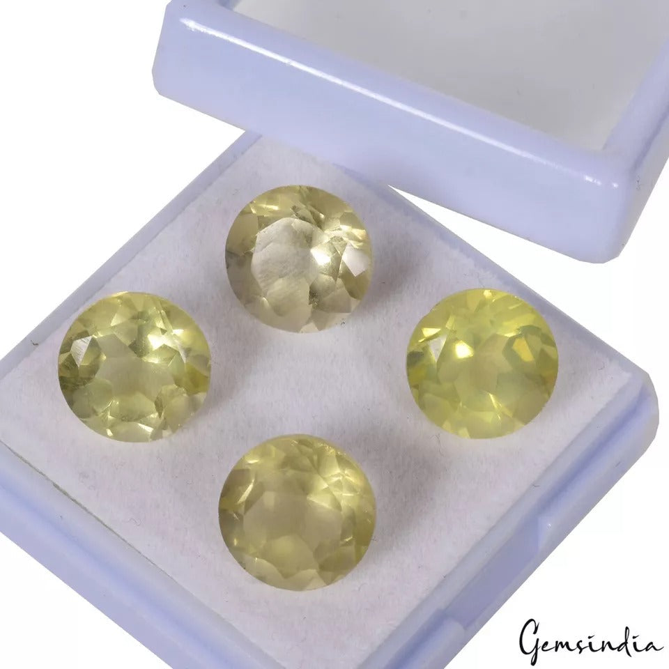 23.40 Ct/4 Pcs Natural Untreated Lemon Citrine Quartz Round Calibrated 11mm Gems