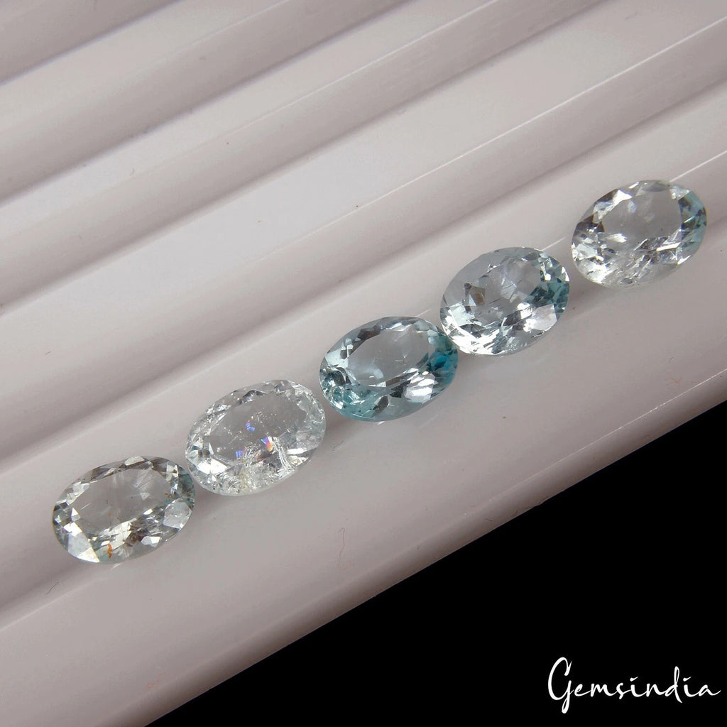Aquamarine Lot, Loose Gemstone — 5 Pieces, 8mm, 8.00 Ct, Brazil
