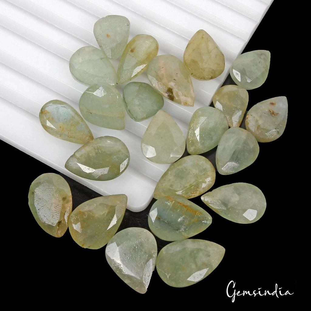189.60 Ct/22 Pcs Natural Untreated Green Beryl Aquamarine Pear Cut Loose Gem Lot