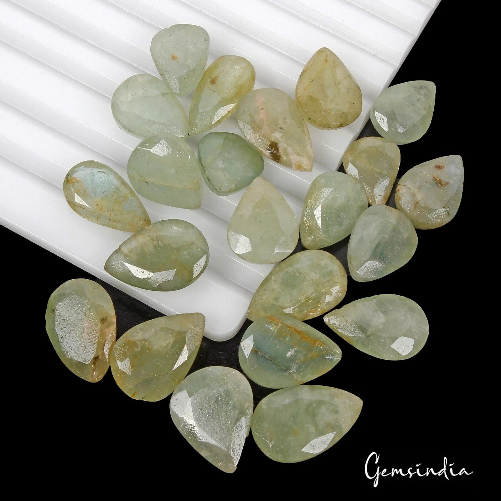 189.60 Ct/22 Pcs Natural Untreated Green Beryl Aquamarine Pear Cut Loose Gem Lot