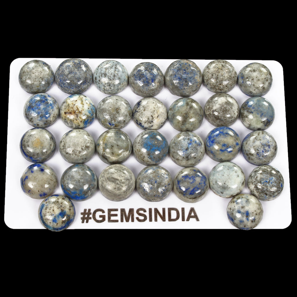 178.40 Ct/30 Pcs Natural Blue Gray Lapis Lazuli Round Loose Cab Gems For Jewelry