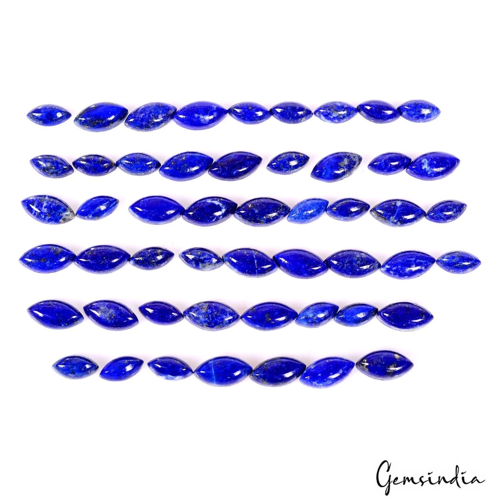 61.90 Ct/51Pcs Natural Blue Lapis Lazuli Stone Marquise Cab Gems Lot For Jewelry