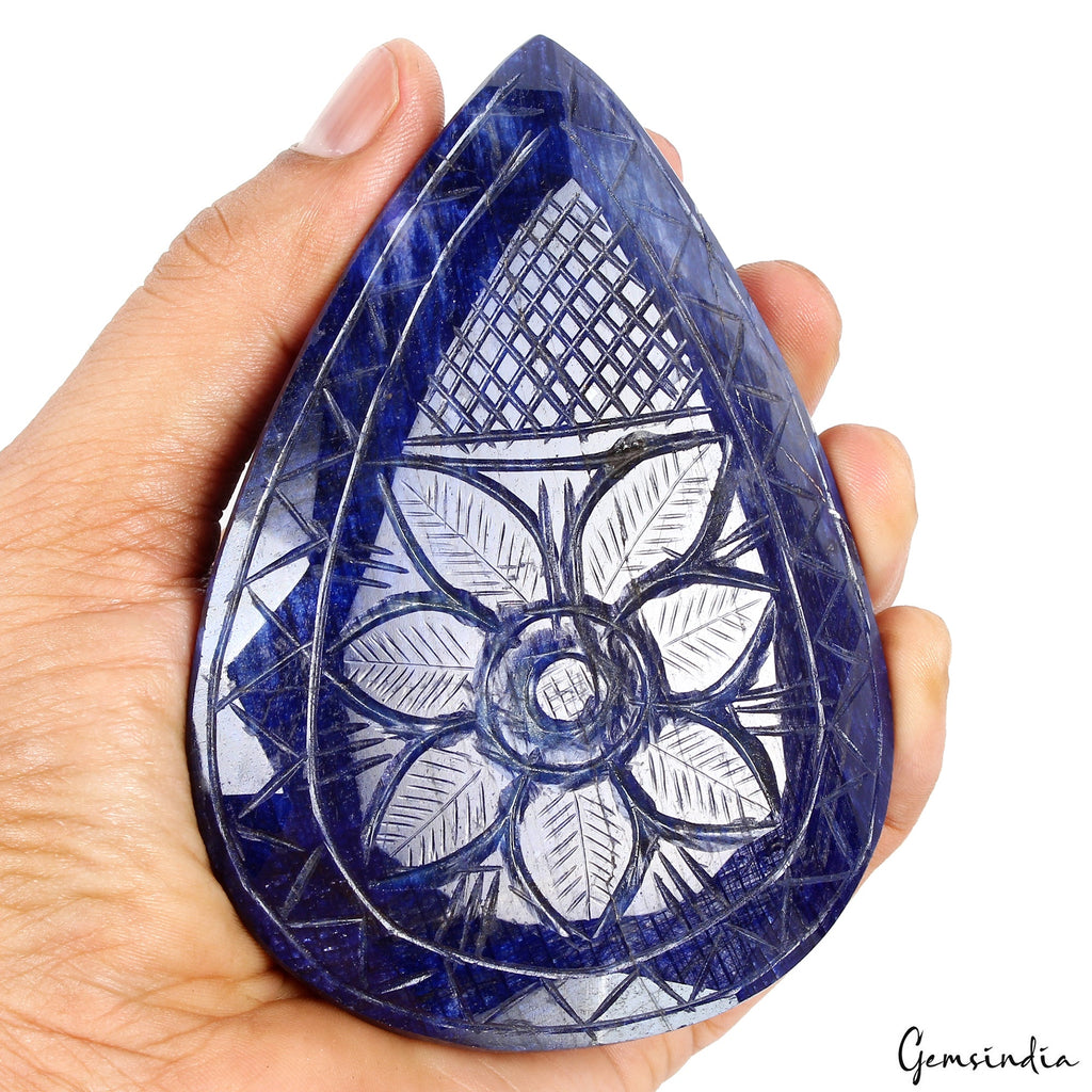 4050 Cts High Quality Natural Blue Sapphire Pear Cut Handcarved Large Gemstone
