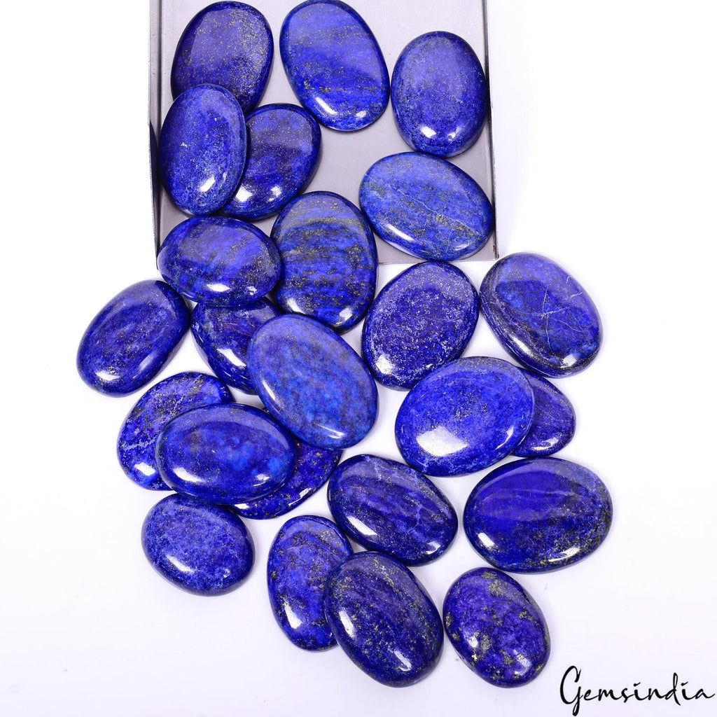 Lapis Lazuli Lot, Cabochon, Oval Cabochon, Color Enhanced — 24 Pieces, 29mm to 38mm, 1430 Ct, Afghanistan