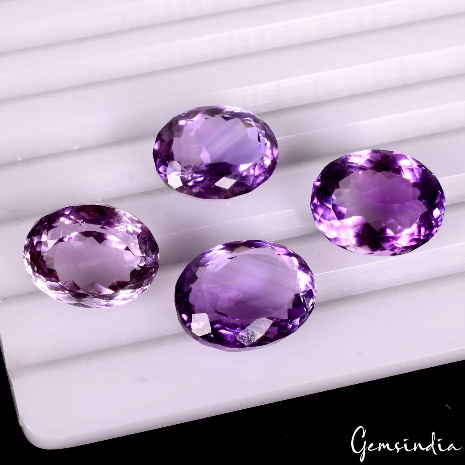 50.35 Ct Natural Untreated Purple Amethyst Oval Cut Gemstone Lot 4Pc for Jewelry