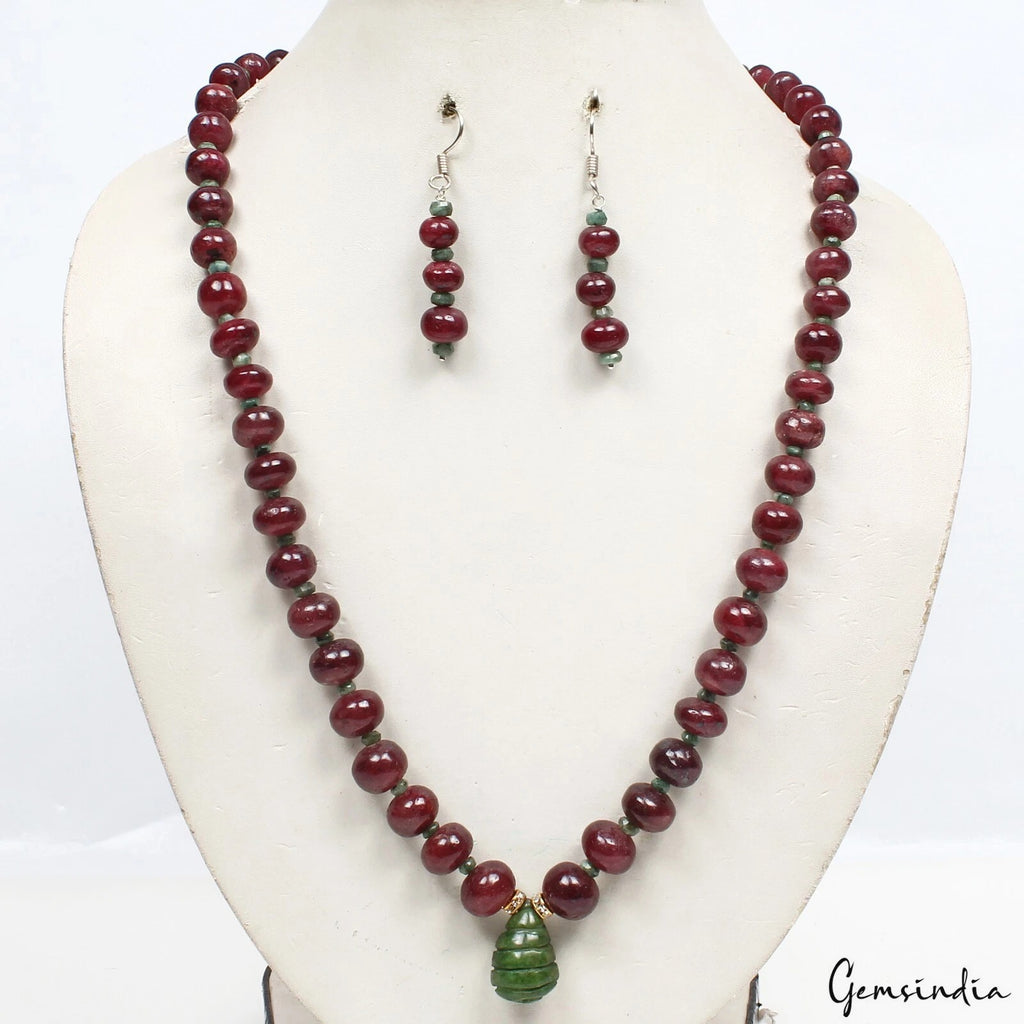 Ruby Necklace, Color Enhanced — 20 ", 520 Ct, Madagascar