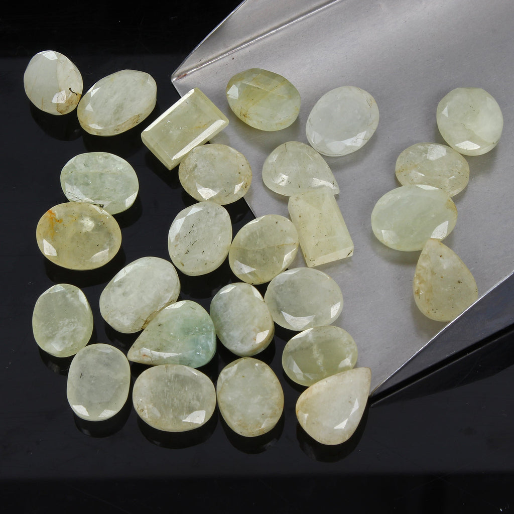 300 Cts/26 Pcs Natural Untreated Green Beryl Aquamarine Mix Cut Gems For Jewelry