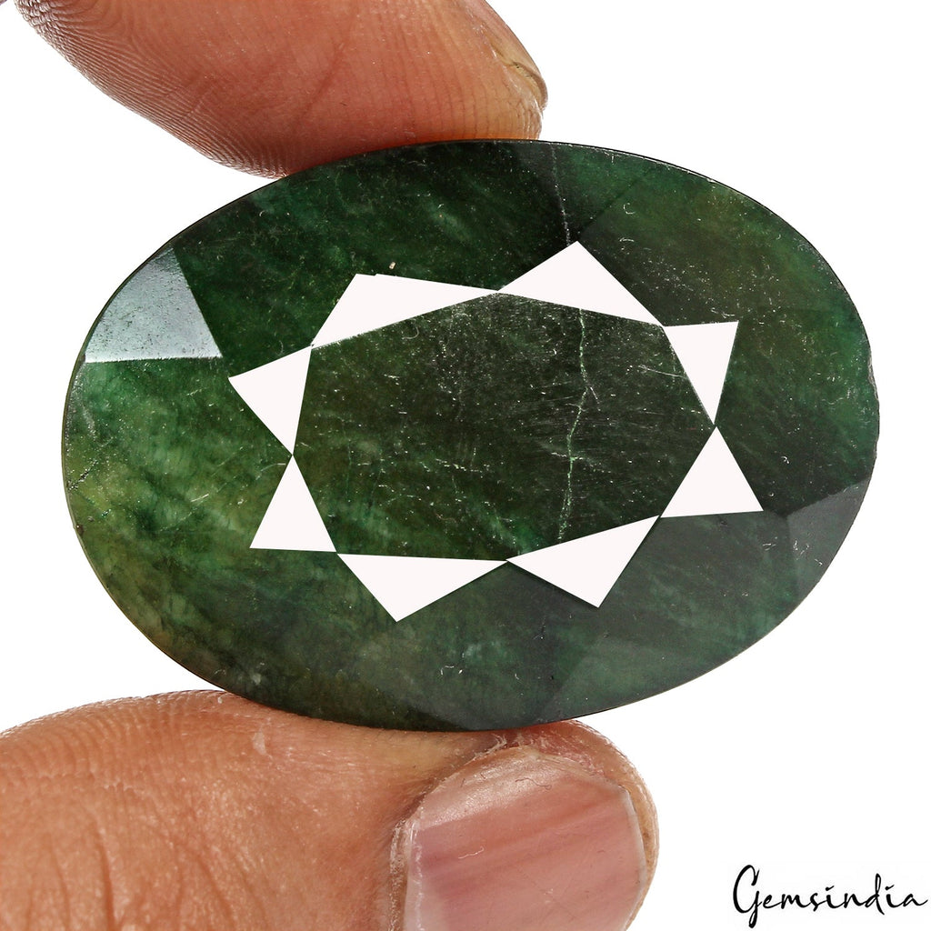 Certified 131 Cts Natural Brazilian Dark Green Emerald Oval Cut Gem For Pendant