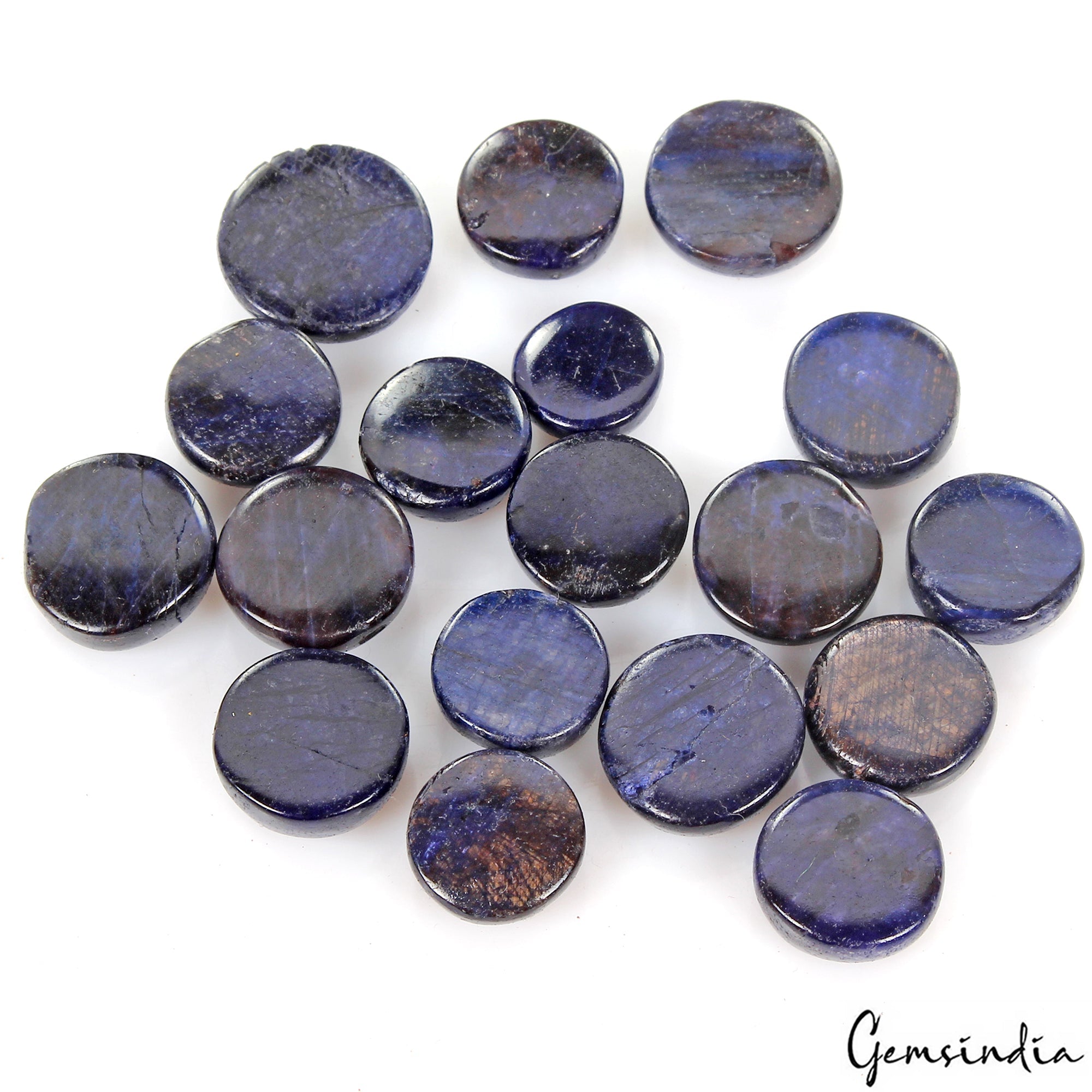 280 Ct Natural Blue Sapphire Round Cabochon Loose Gemstones Lot Certified 18 Pcs