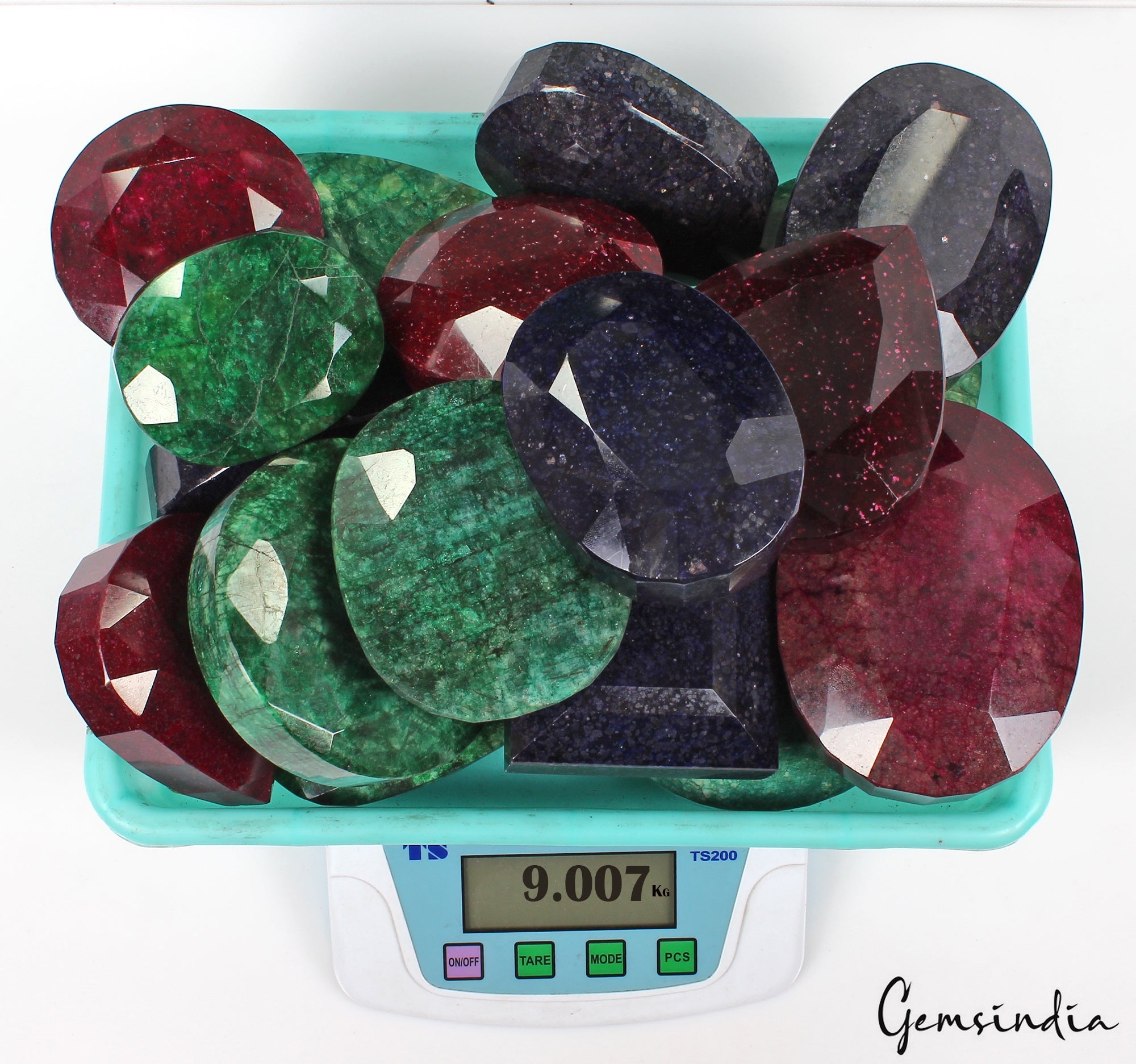 9Kilo Natural Ruby Emerald Sapphire Mix Cut Museum Size Loose Gemstones 70-116mm