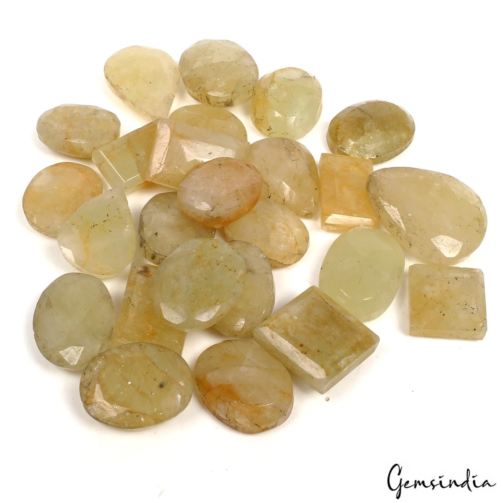Natural Untreated Yellow Beryl Mix Faceted Loose Wholesale Gems Lot 25 Pc/440 Ct