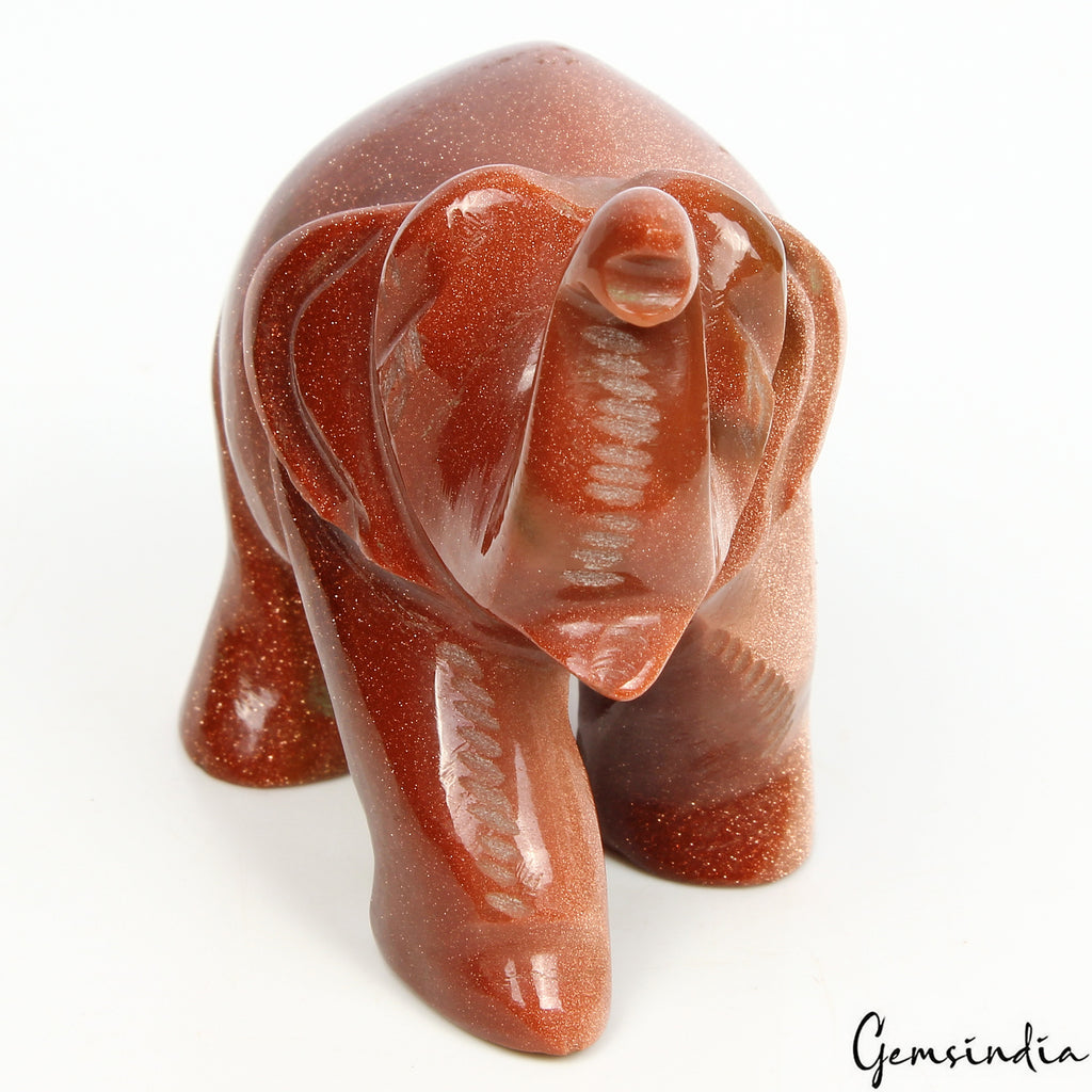 Sunstone Elephant Figurine, Untreated — 65x46x36 mm, 500 Ct, Madagascar