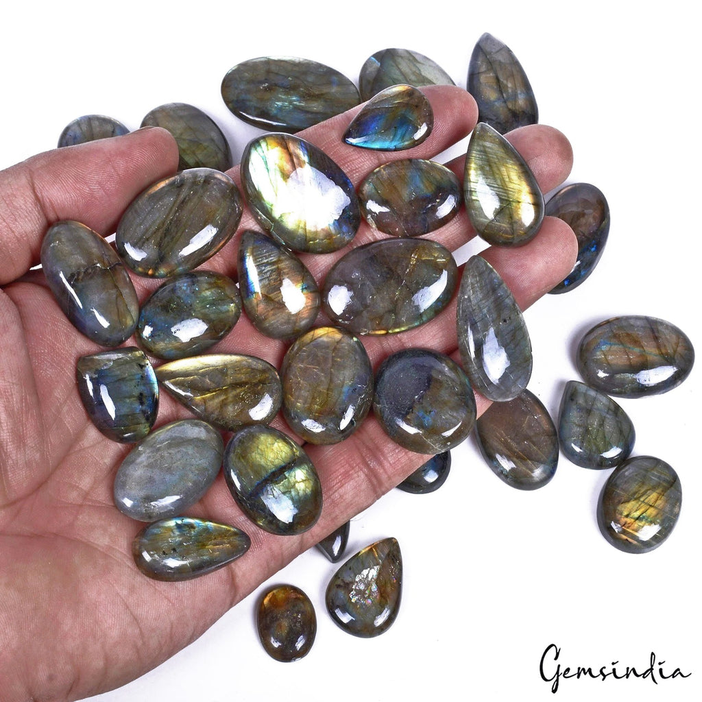 870 CtS/33 Pcs Natural Untreated Color Play Multi Shine Labradorite Mix Cab Gems