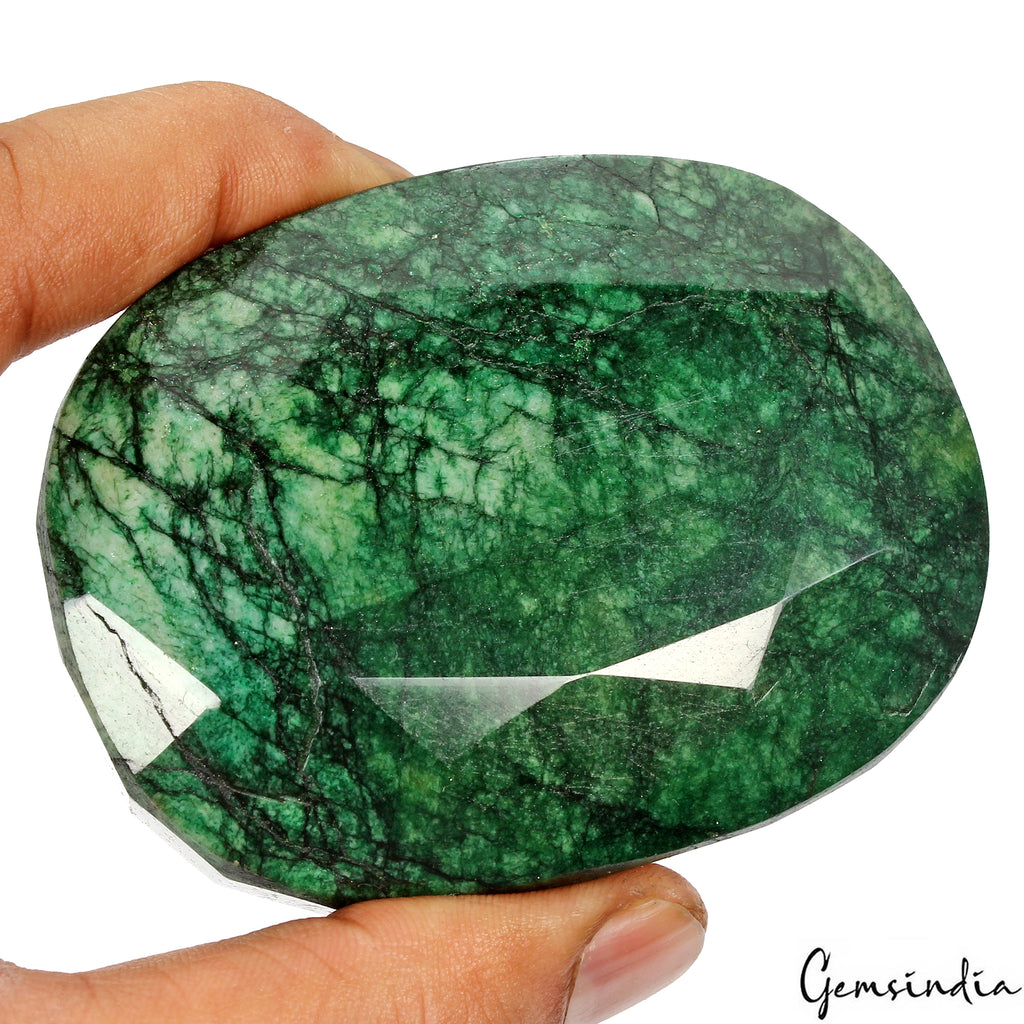 Emerald Loose Gemstone, Color Enhanced, Green — 80x61x37 mm, 1600 Ct, Brazil