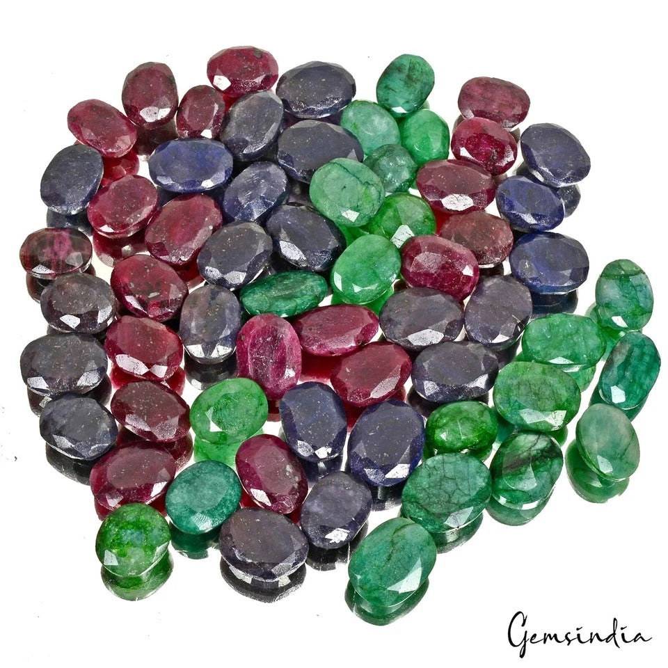 Emerald Lot, Loose Gemstone, Multi Color — 62 Pieces, 13mm to 19mm, 970 Ct, Brazil