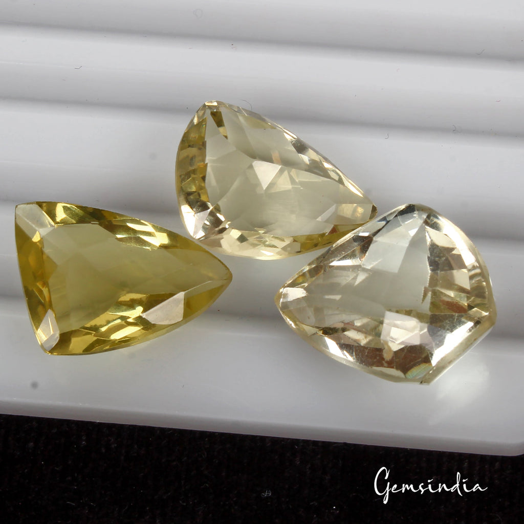 43.70 Cts/3 Pcs Natural Untreated Brazilian Yellow Citrine Fancy Cut Loose Gems