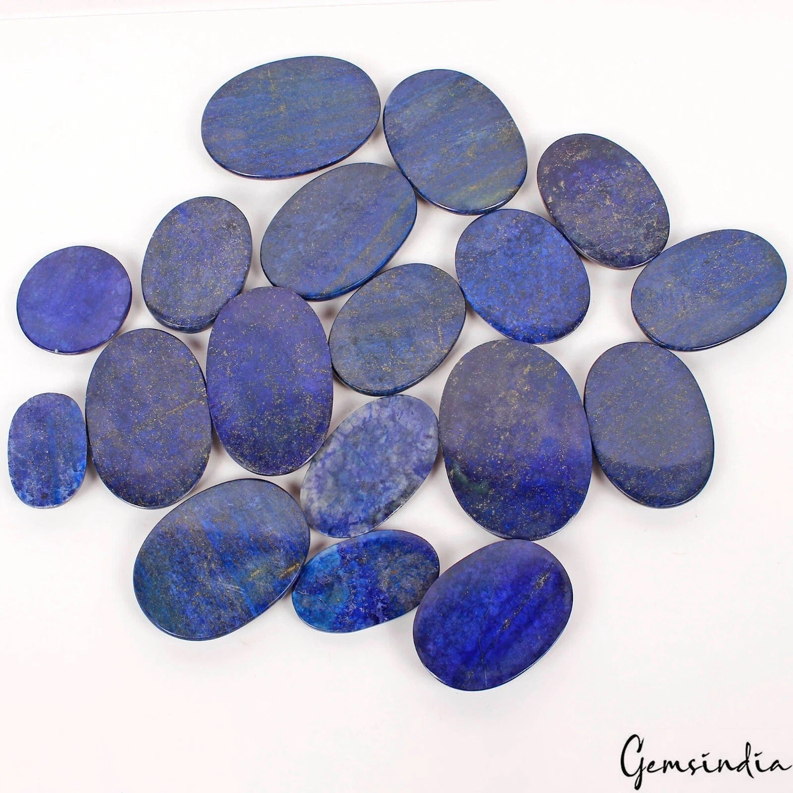 Wholesale Lot 5080 Ct Natural Blue Lapis Lazuli w/Gold Flecks Mix Cab Gems~18 Pc