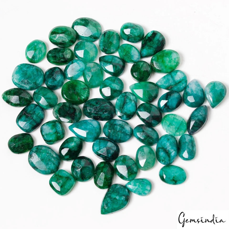 450 Ct Natural Brazilian Green Emerald Mix Cut Loose Ring Size Gemstones 50 Pcs