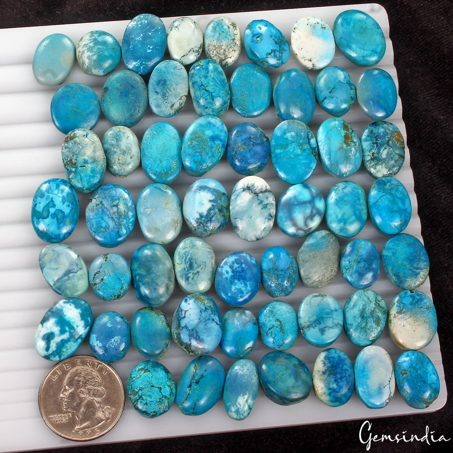 680 Cs 57 Pcs Natural Blue Turquoise Oval Cab 13-18mm Loose Gems Wholesale Lot